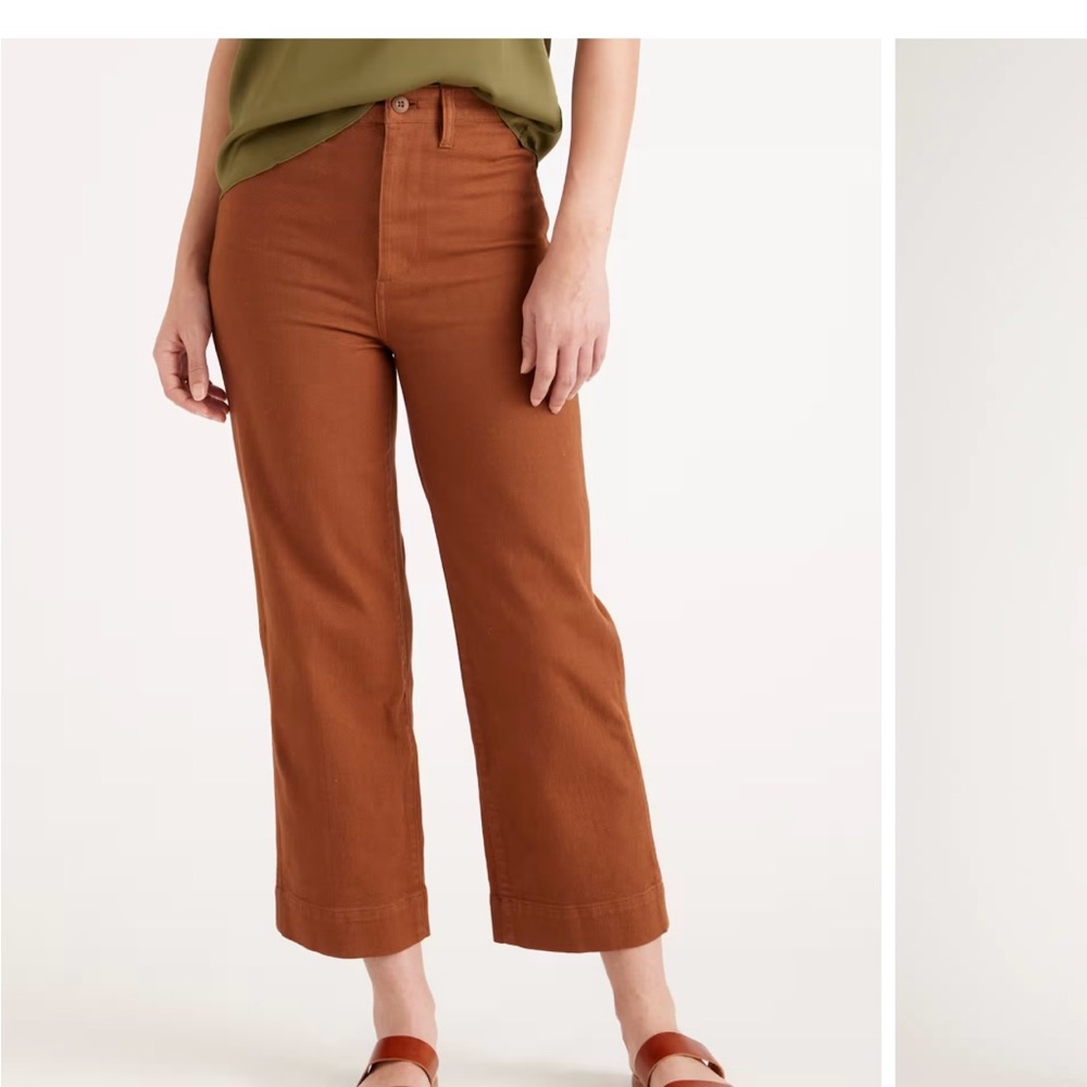 Quince Brown Cropped Ankle Pants Relaxed Fit